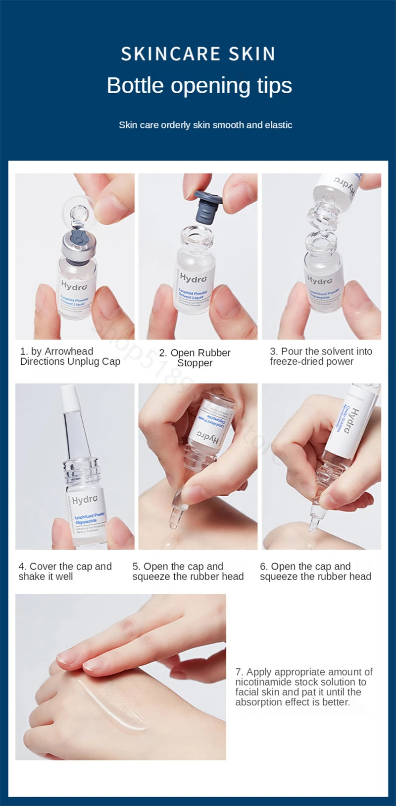 Facial Repair Lyophilized Powder Set Shrink Pore Moisturizing Anti-Wrinkle Anti Aging Whiten Peptide Nicotinamide Brighten Serum