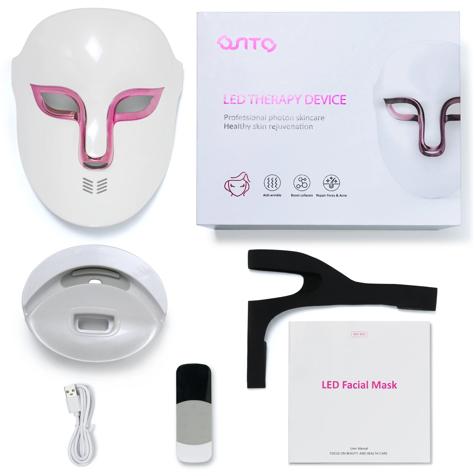 USB Standing Face Therapy Red Light Facial Mask Household Infrared Skin Whitening Wrinkle Remover for Acne Treatment Led Mask