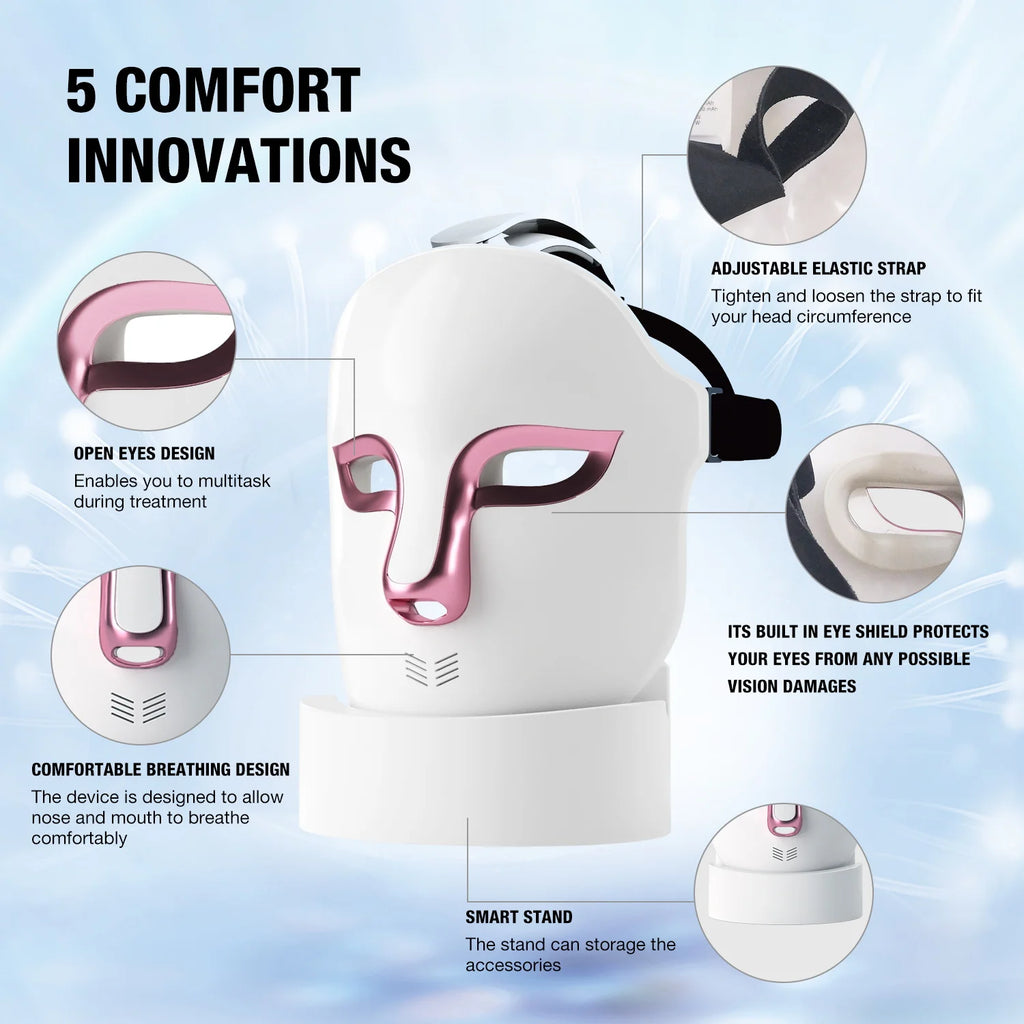 USB Standing Face Therapy Red Light Facial Mask Household Infrared Skin Whitening Wrinkle Remover for Acne Treatment Led Mask