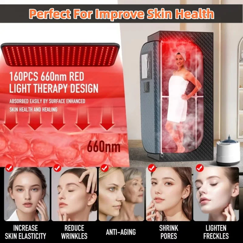Portable Infrared Sauna with Red Light Therapy - Home Steam Spa
