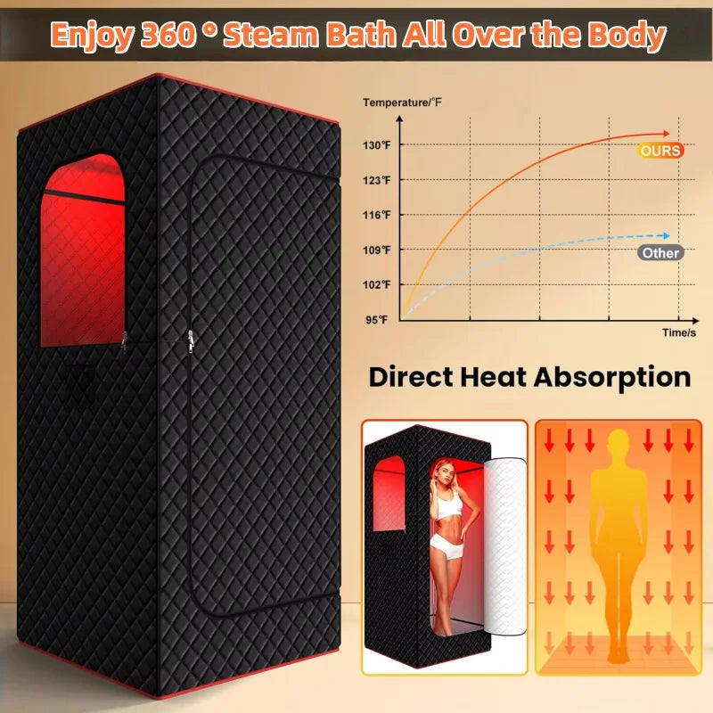 Portable Infrared Sauna with Red Light Therapy - Home Steam Spa