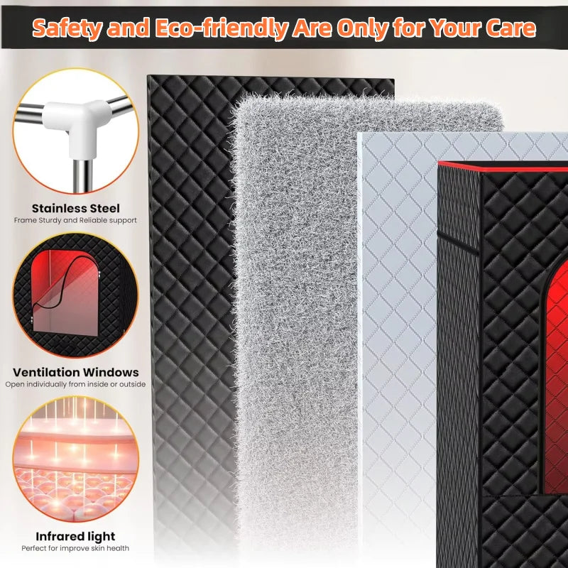Portable Infrared Sauna with Red Light Therapy - Home Steam Spa