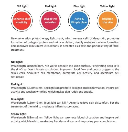 USB Standing Face Therapy Red Light Facial Mask Household Infrared Skin Whitening Wrinkle Remover for Acne Treatment Led Mask