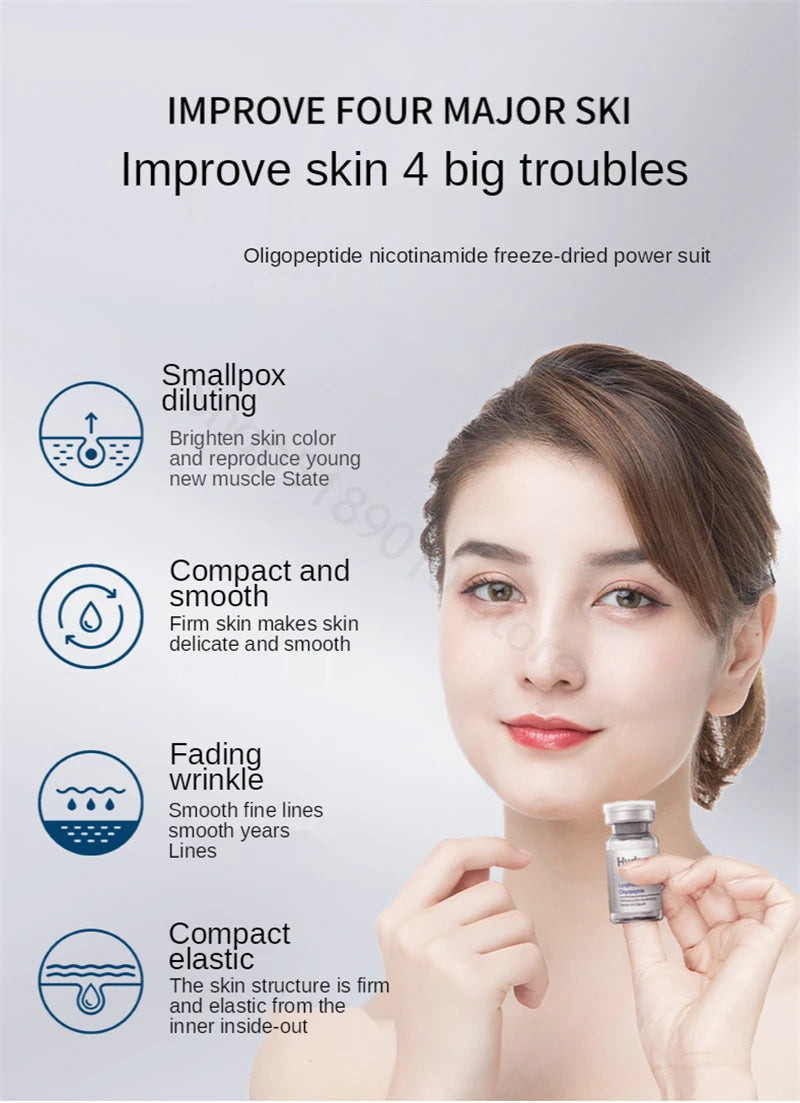 Facial Repair Lyophilized Powder Set Shrink Pore Moisturizing Anti-Wrinkle Anti Aging Whiten Peptide Nicotinamide Brighten Serum