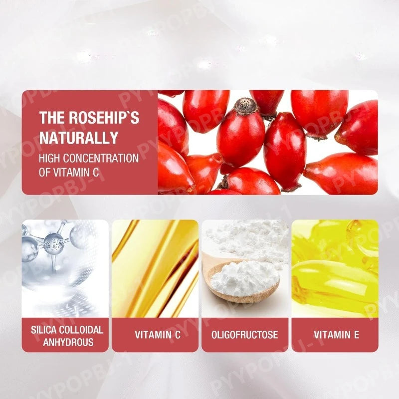 Rosehip Whitening Capsules Extract 1500mg with Marine Collagen Supports Skin Health Elasticity Daily Health Supplements