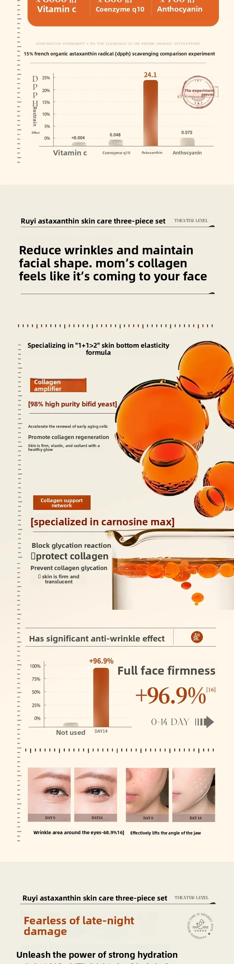 RUYI Astaxanthin Face Care Lotion Set Brighten Skin Tone Facial Clean Whiten Moisturizing Hydrating Yellowish Complexion Removal