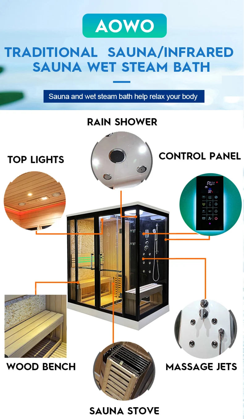 Customization.Dry Steam Indoor Steam Infrared Sauna Outdoor Home Sauna Dry Spa Rooms Hammam Shower Steam Cabin Infrared Sauna Ou