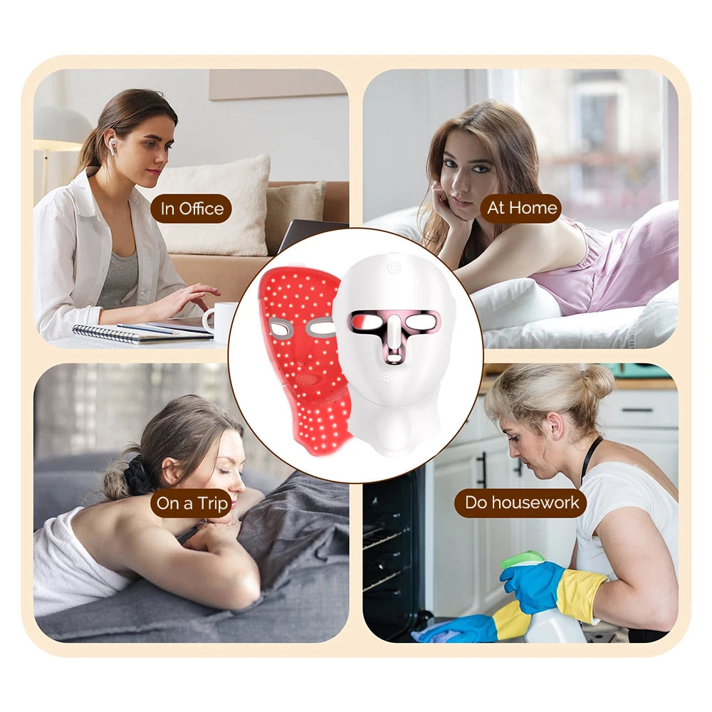 7 Colors LED Face Neck Mask Rechargeable LED Photon Beauty Mask Machine Facial Lifting Skin Care Tool