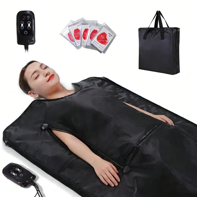 Infrared Sauna Blanket Portable Carbon Fiber Heating With Arm Hole Highest 176℉ Home Use Detox Weight Loss Relaxation Carry Bag