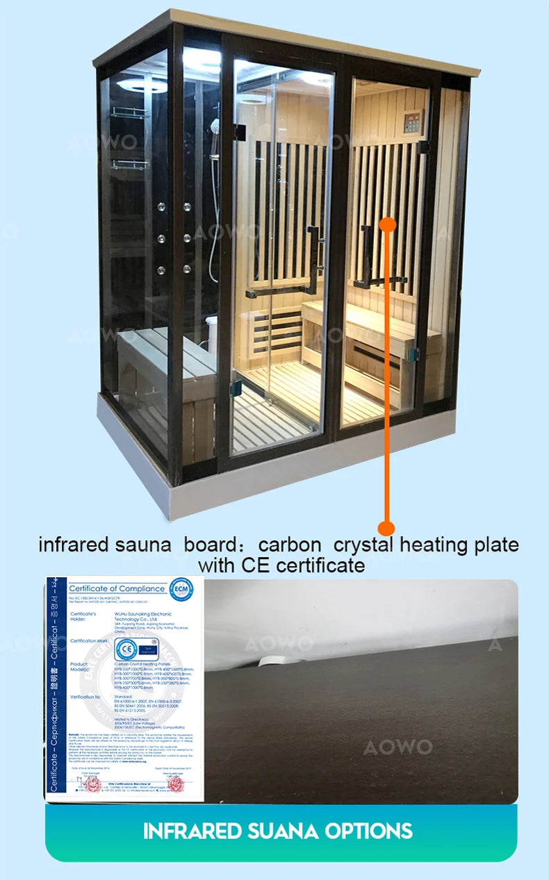Customization.Dry Steam Indoor Steam Infrared Sauna Outdoor Home Sauna Dry Spa Rooms Hammam Shower Steam Cabin Infrared Sauna Ou