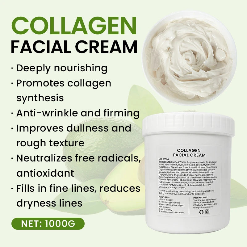 1kg Large Jar Of Collagen Cream Body Lotion Face Moisturizer Vitamin E Skincare Moisturizing Collagen Lotion Factory Wholesale